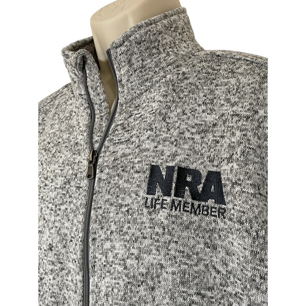 NRA Lifetime Member‎ NWOT Jacket, Marled Grey Knit, Embroidered Logo, Mens Large - Picture 2 of 6